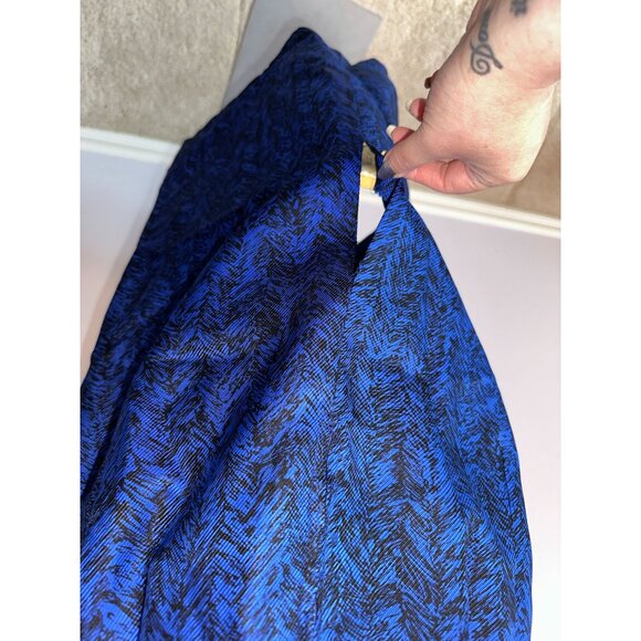 Vtg 50s Hattie Carnegie Blue Black Textured Silk Sheath Dress w/ Shrug Medium - Picture 3 of 12